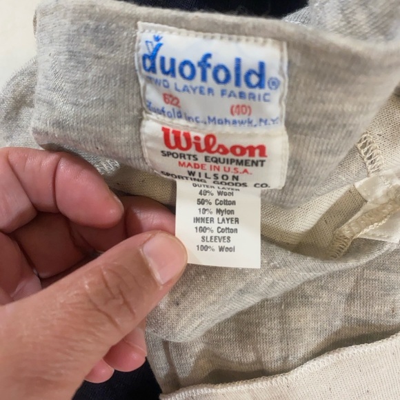 Vintage Wilson Uniform Baseball Henley Shirt Navy Gray #1 - Picture 10 of 12